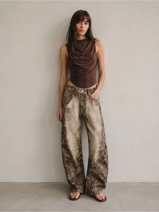 Free People Denim - Free People We The Free Fable Printed Low-Rise Twisted Bowed Jeans
